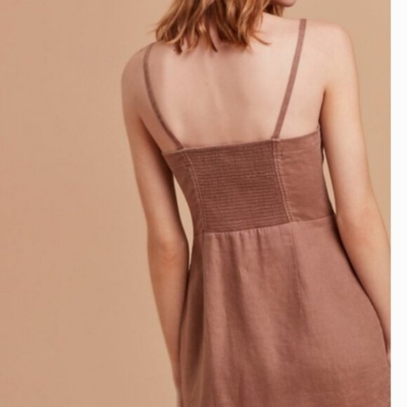 Aritzia Wilfred Ducharme linen mini dress dusty rose beige size 00 - Picture 4 of 16